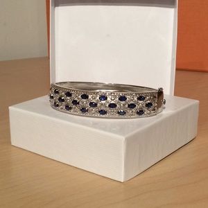 Zales Silver lab created sapphire bracelet.